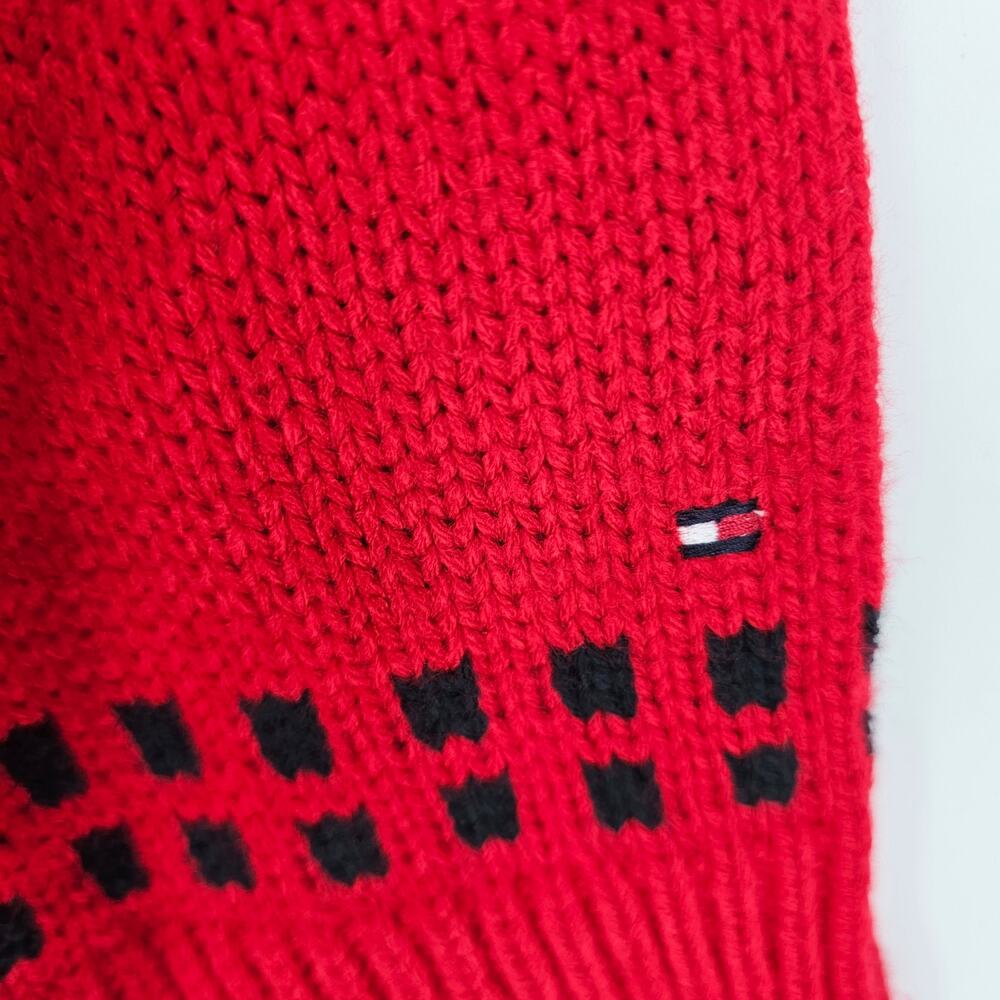 Tommy Hilfiger Red Black Fair Isle Knit Ski Winter Turtleneck Sweater S Holiday - Picture 4 of 8